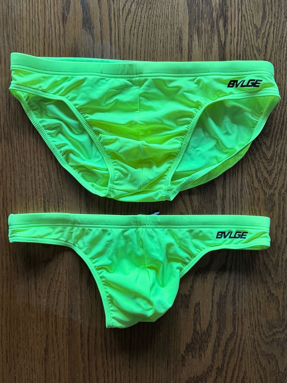 Men’s BVLGE Swimwear Neon Yellow Swim Brief and Swim Thong Bundle (M)